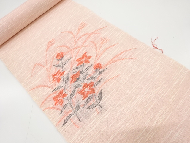 アンティーク　紗秋草模様織り出し名古屋帯地反物